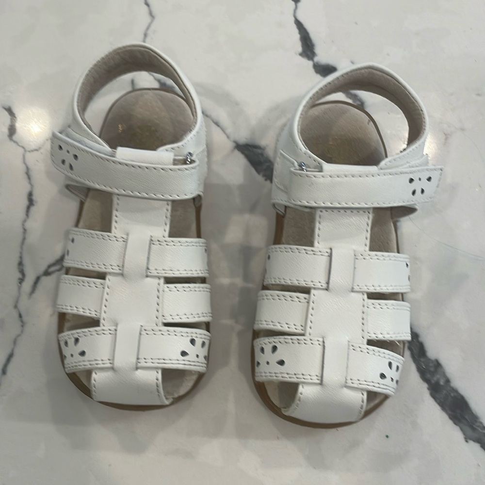 See Kai Run White Leather Fisherman Sandals for Kids